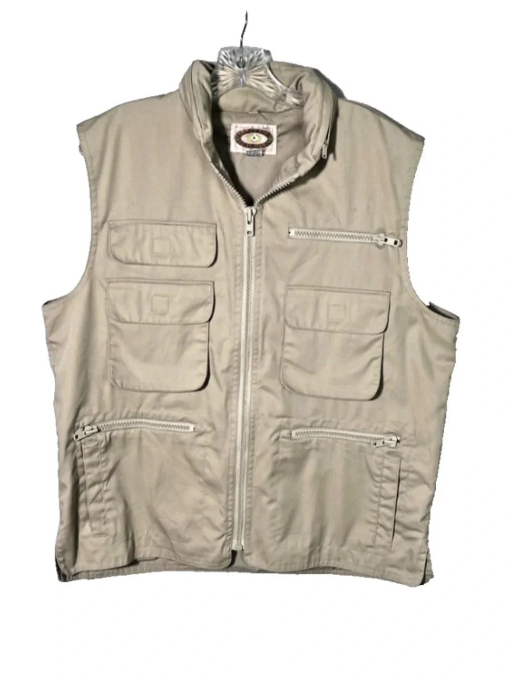 VTG 1980s Banana Republic Safari Travel Utility Vest Tan Khaki Multi-Pocket Sz L